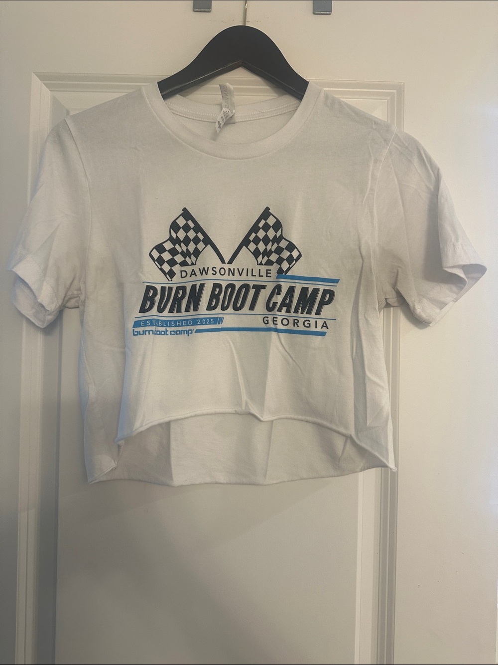 Burn Boot Camp Dawsonville Georgia White Crop Tee - Women's Short Sleeve